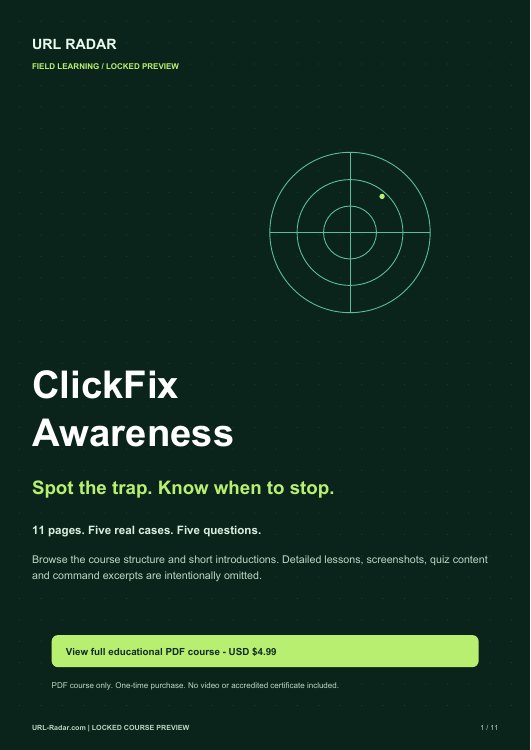 URL Radar ClickFix Awareness locked course preview cover