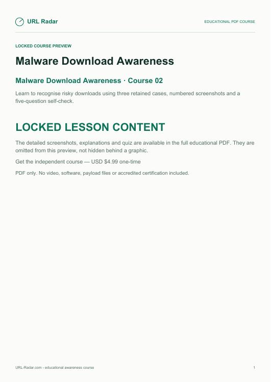 URL Radar Malware Download Awareness locked course preview cover
